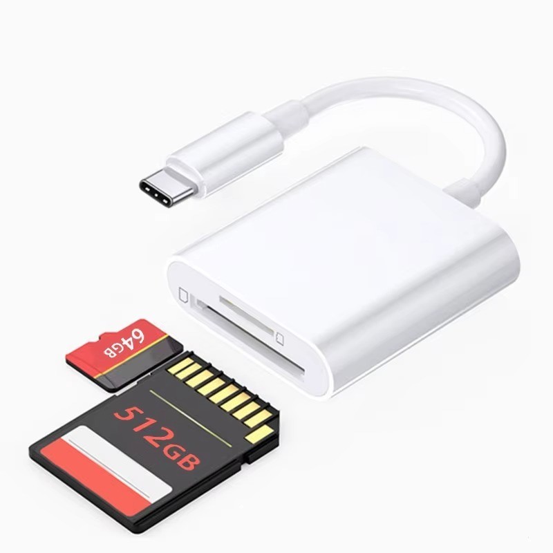 2in1 Micro SD/TF Dual Slot Memory Card Reader for iPhone iPad Camera Adapter Lot