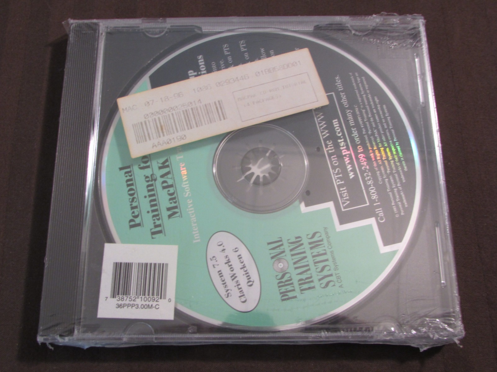 Personal Training Systems 7.5 for MacPAK CD-ROM Claris Works 4.0, Quicken 6 OOP