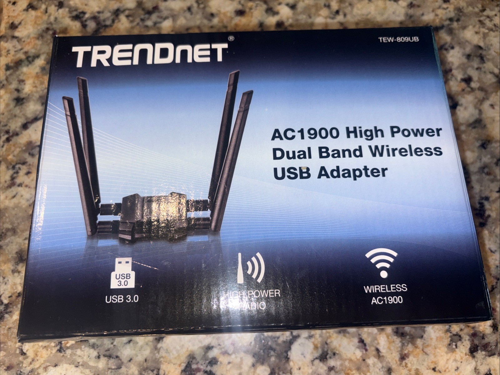 TRENDnet TEW-809UB  AC1900 High Power Dual Band Wireless USB Adapter Open Box