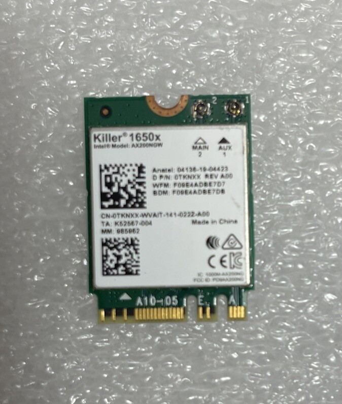 Genuine Dell Killer 1650X AX200MGW Wi-Fi6 2.4Gbps Dual Band 5.1 NGFF 0TKNXX WS