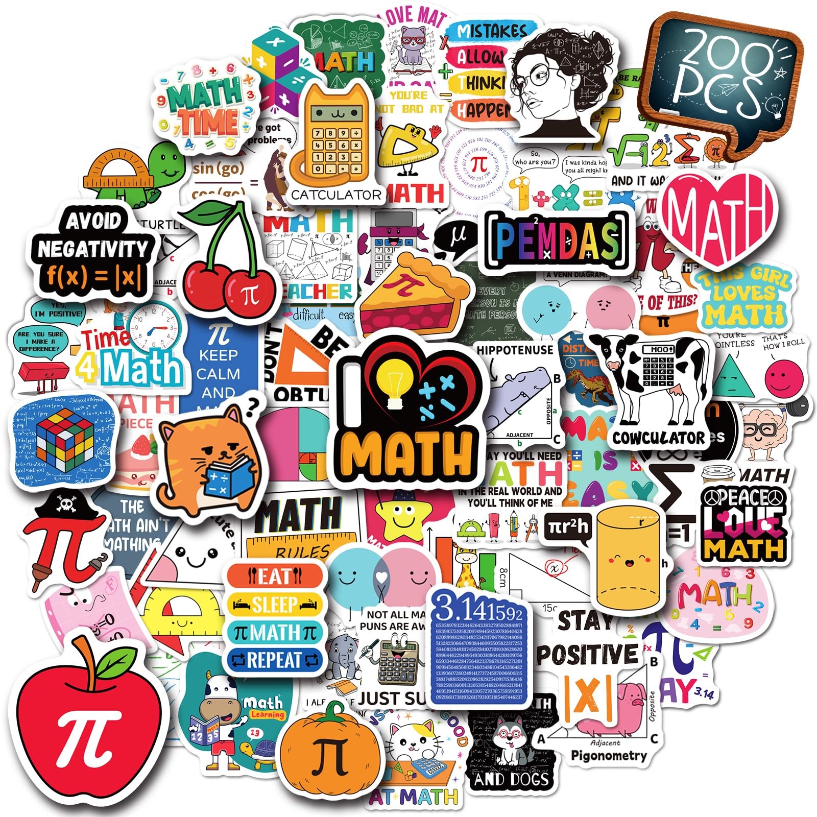 200 PCS Math Stickers for Teens Adults Students Teachers Colorful