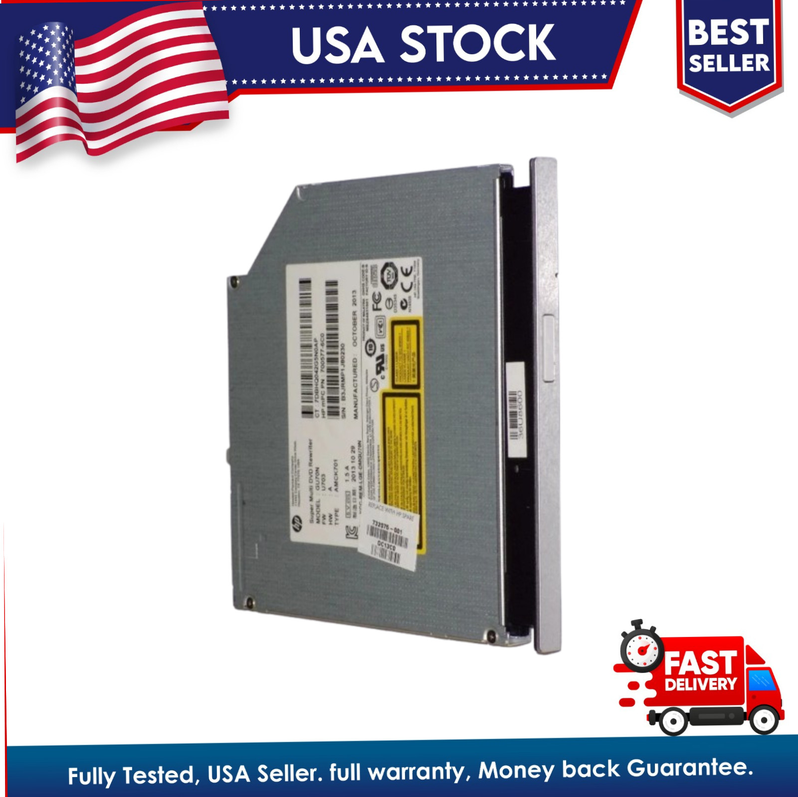 HP 15-N Series DVD±RW SATA 9.5mm Optical Drive UJ8DB 732075-001 Tested