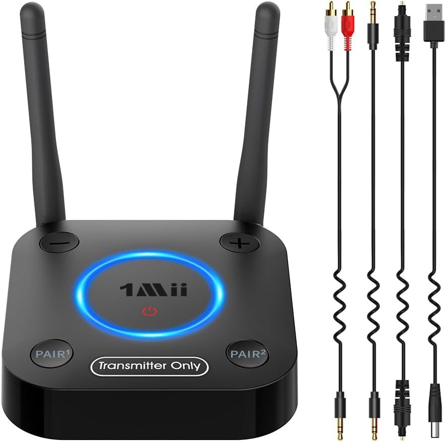 1Mii B06TX Bluetooth 5.3 Transmitter for TV Long Range aptX Low Latency HD Audi