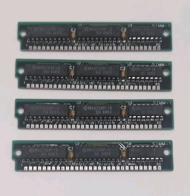 4x 256KB 30-Pin 3-Chip Parity 80ns Memory SIMMs 1MB Set RAM Apple SE Atari PC