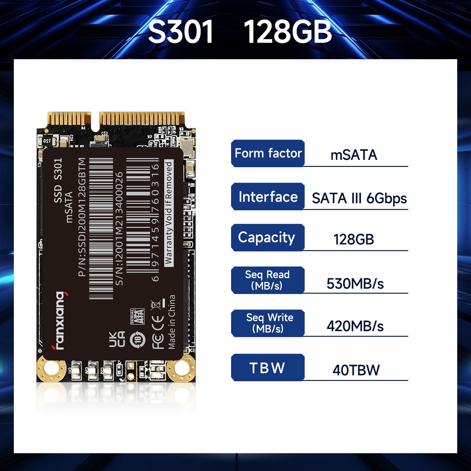 Fanxiang mSATA 128GB SSD mini SATA TLC Internal Solid State Drive For PC/ Laptop