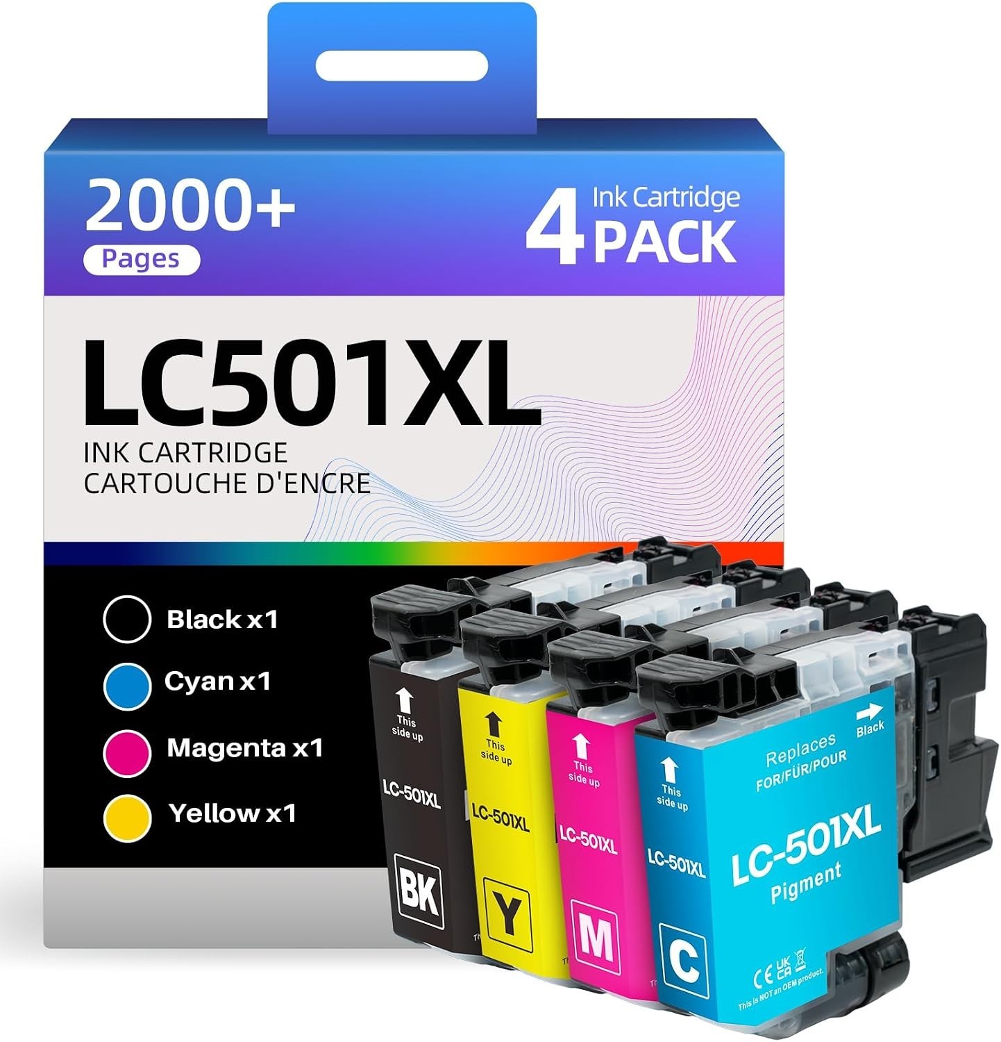 Skydo [4-Pack] LC501XL Ink Cartridges Combo Pack T66-08