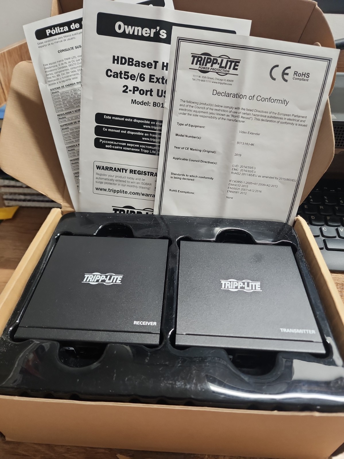 Tripp Lite HDBaseT HDMI over Cat5e/6 Extender 2-Port USB Hub Black B013-HU-4K