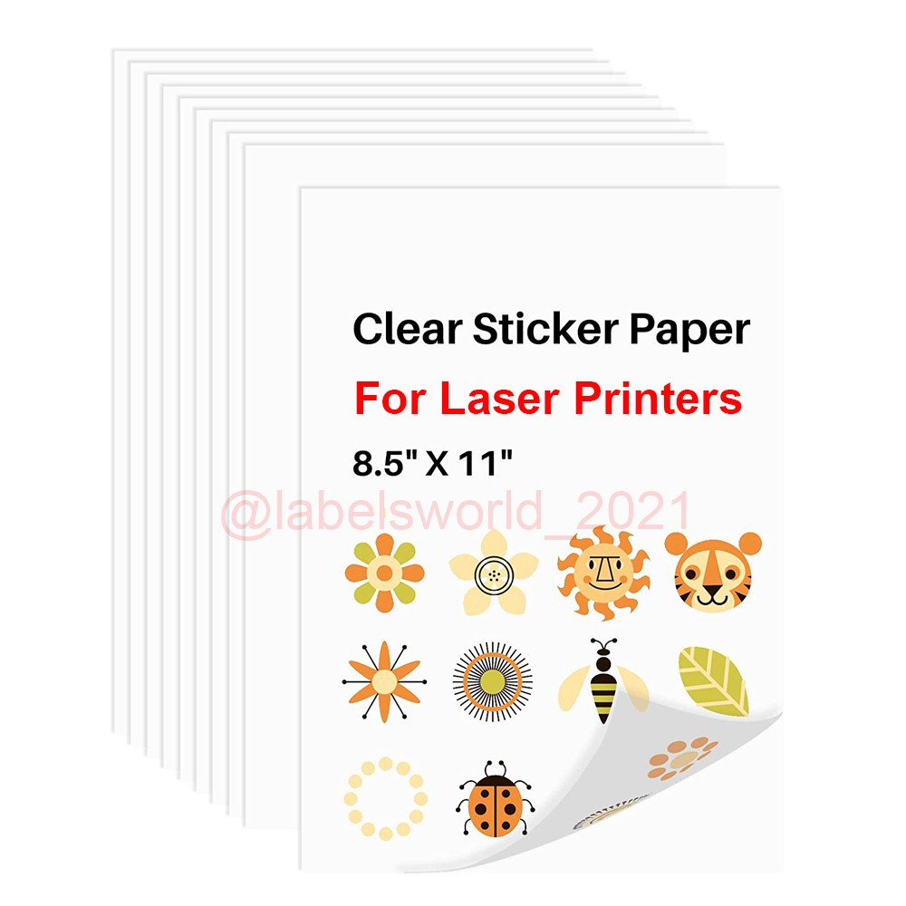 Lot 20-100 Clear Sticker Paper Printable Vinyl Sticker Paper For Laser Printer