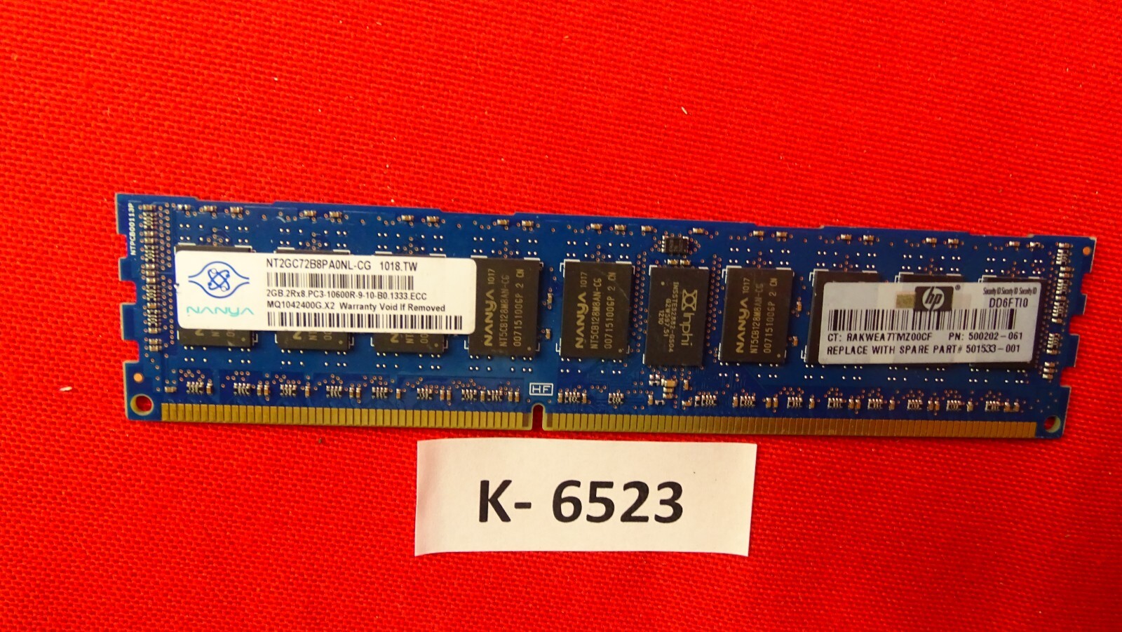 Nanya 2GB PC3-10600R ECC Server RAM Memory NT2GC72B8PA0NL-CG 6GB Kit