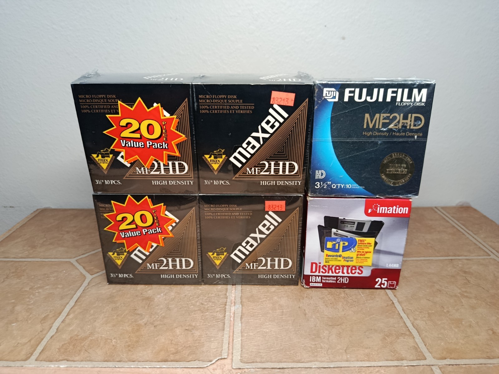 Lot of 75: 3.5" Micro Floppy Disks High Density IBM Maxell Fuji Imation Sealed