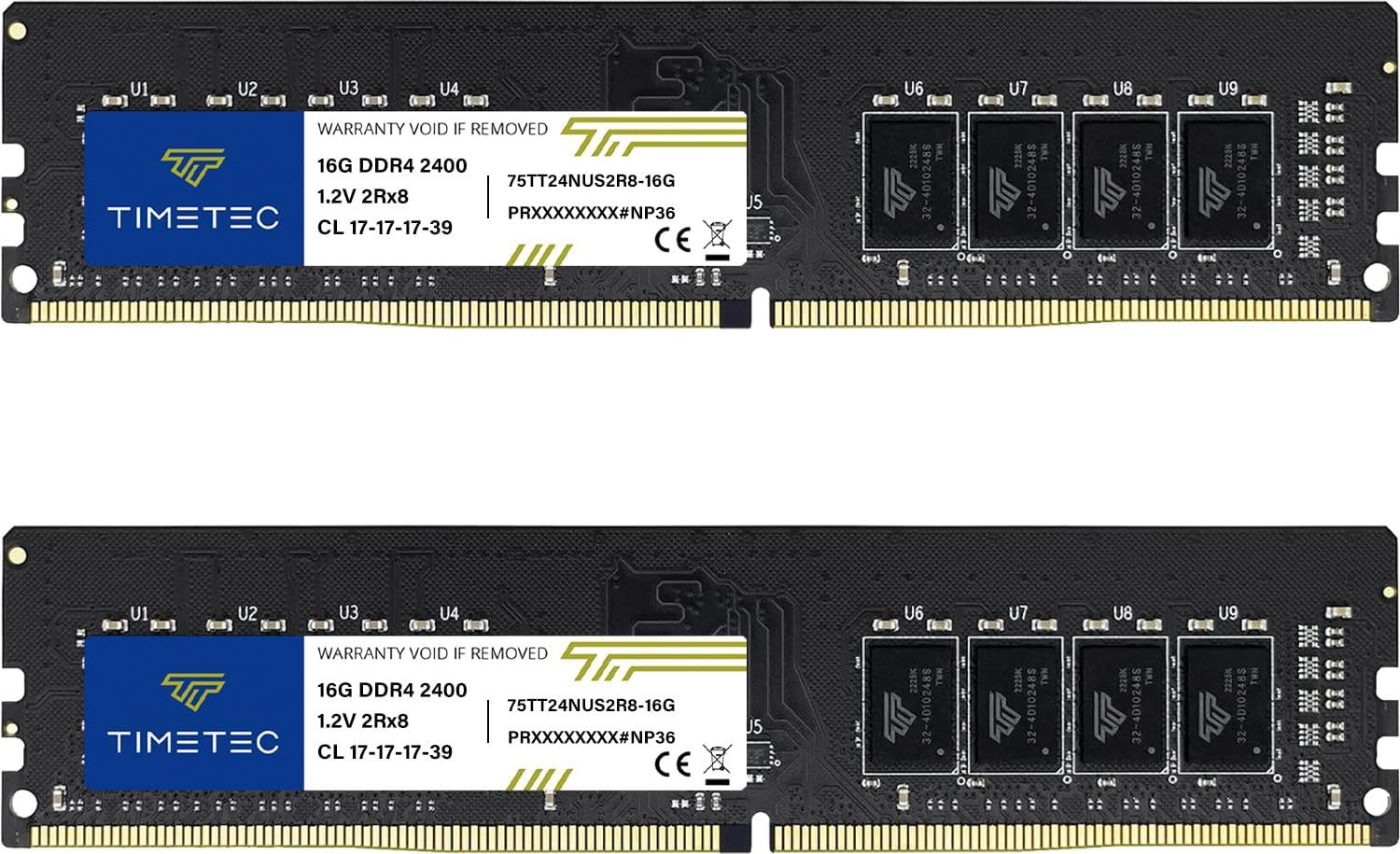 32GB KIT (2X16Gb) DDR4 2400Mhz (PC4-2400T) PC4-19200 UDIMM Desktop RAM – 288-Pi