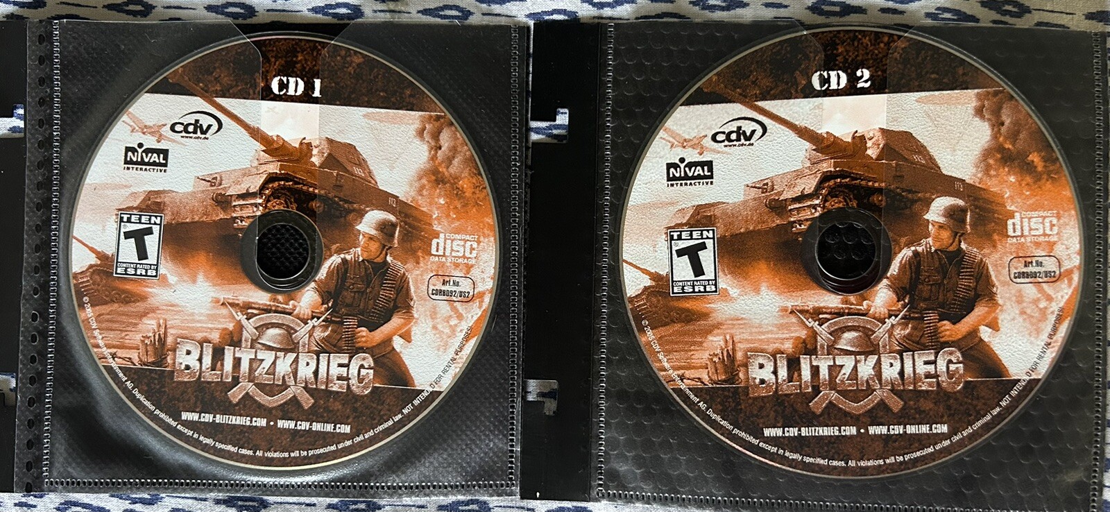 Vintage Blitzkrieg Attack of the Only Defense (PC, 2003) CD-ROM Game CD 1&2