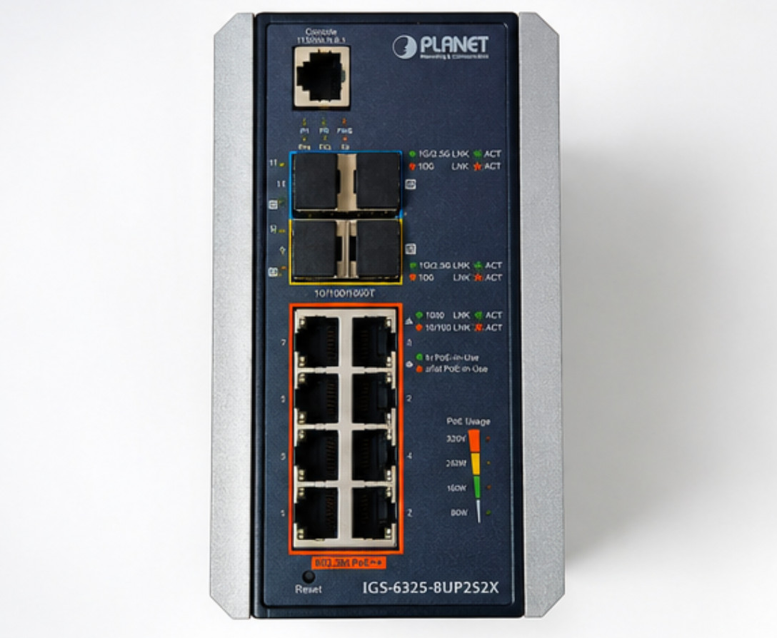 Planet IGS-6325-8UP2S2X Industrial L3 8-Port 10/100/1000T 802.3bt PoE++ switch