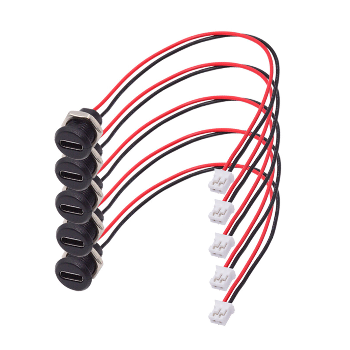 Cablecy 5pcs/set DIY OEM Type C Female Socket to 2Pin Header Cable Pitch=2.0mm