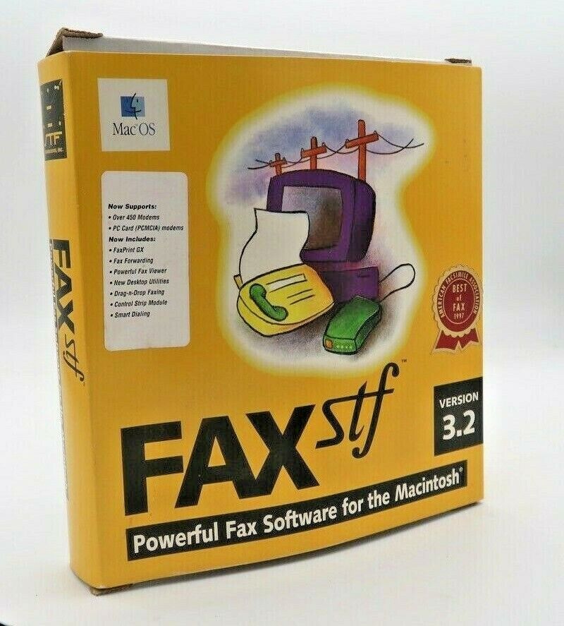 Vintage FAX STF Macintosh Fax Software v 3.2 Disks & Manual. plus v 5.0 CD 