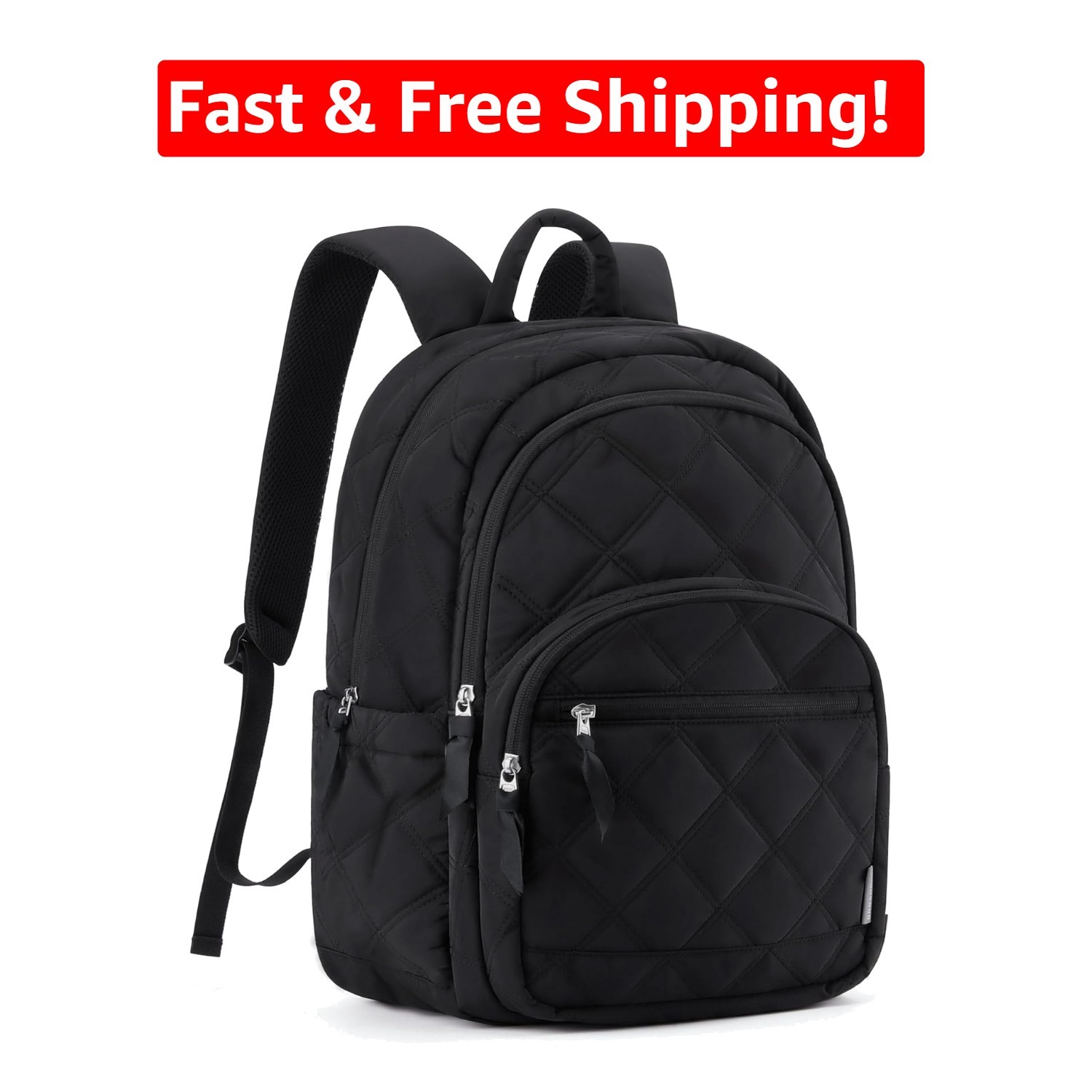 Stylish Travel & College Laptop Backpack - Water-Resistant, 15.6 Inch Black