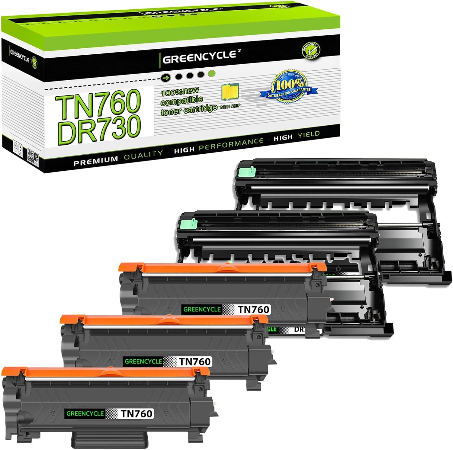 3 x TN760 TN730 Toner + 2 x DR730 Drum Unit for Brother HL-L2370DW MFC-L2710DW