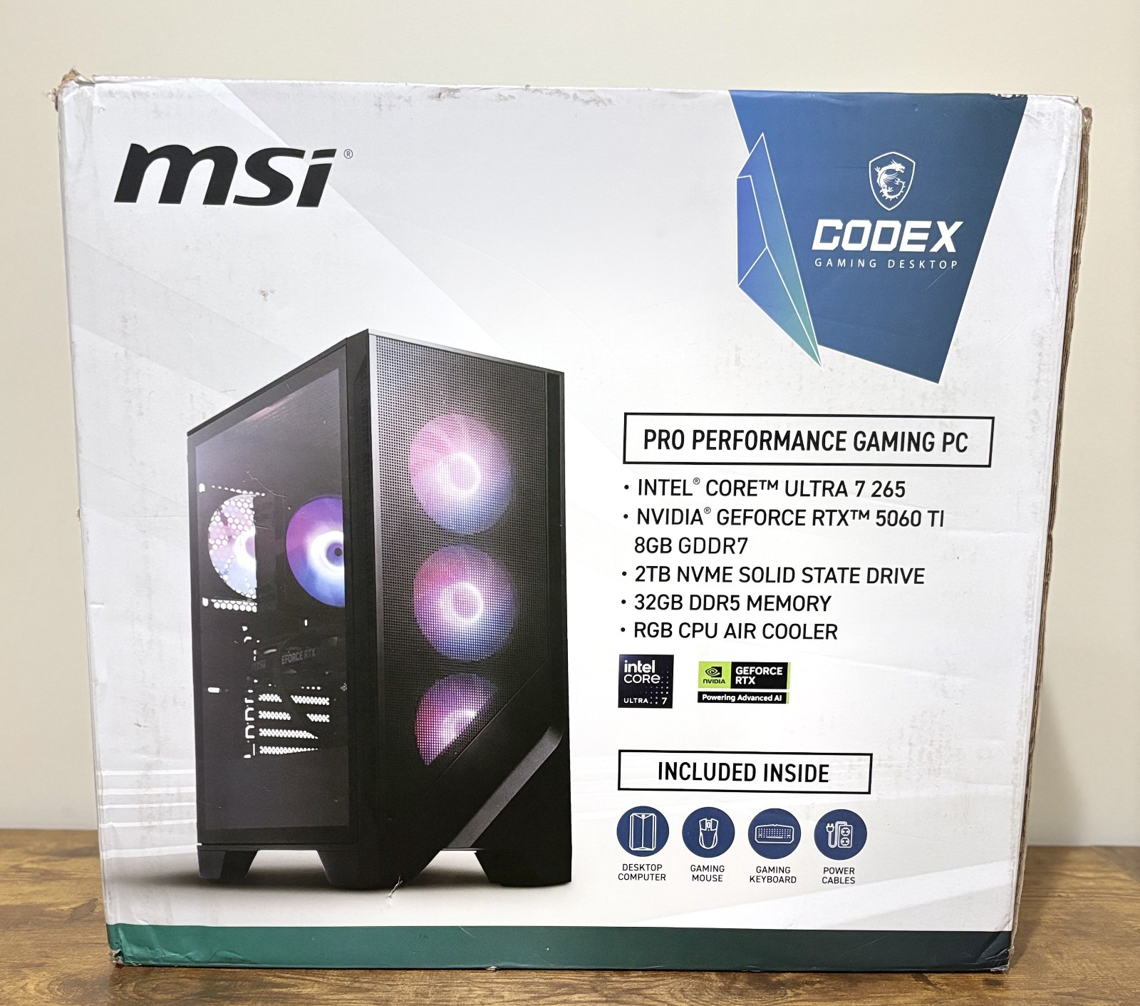 MSI Codex R2 AI Ultra 7 265 RTX 5060 Ti - 32GB 2TB - Gaming Desktop NEW SEALED.