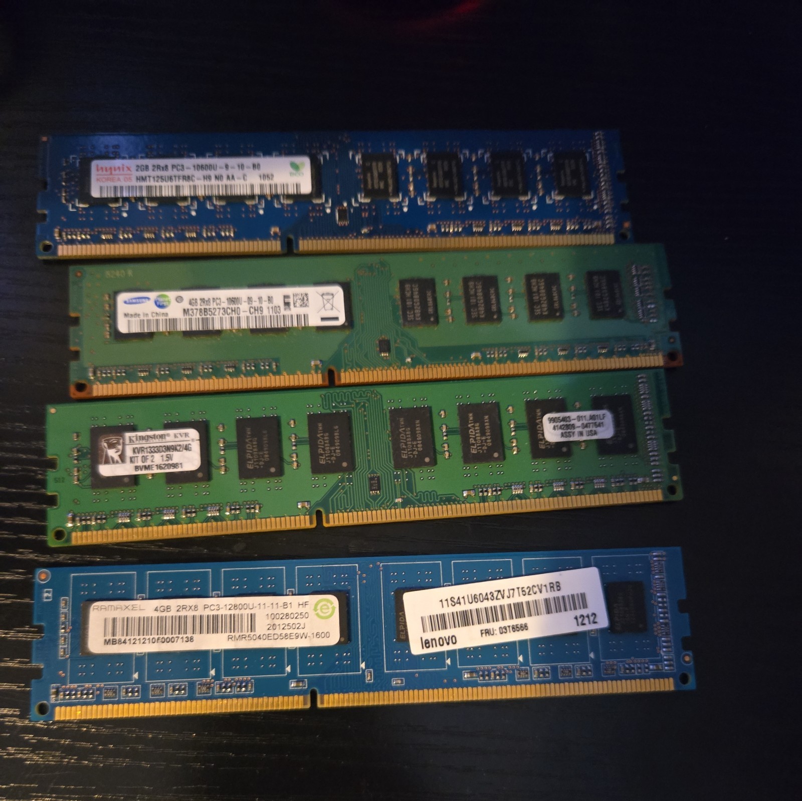 LOT 4X RAM DDR3 Samsung 4GB / Ramaxel 4GB hynix 2gb