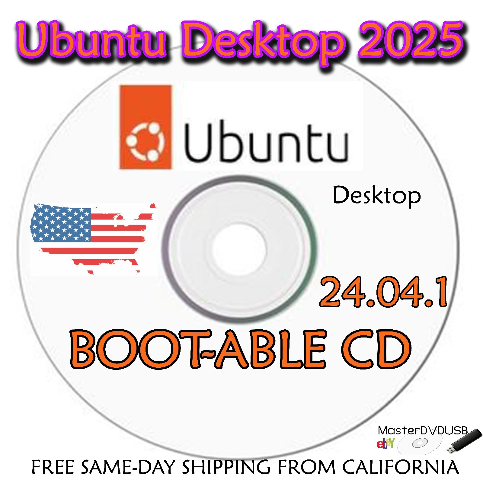 Ubuntu 24.04.1 LTS Edition - Bootable Live DVD - 64-bit - Secure & Robust OS