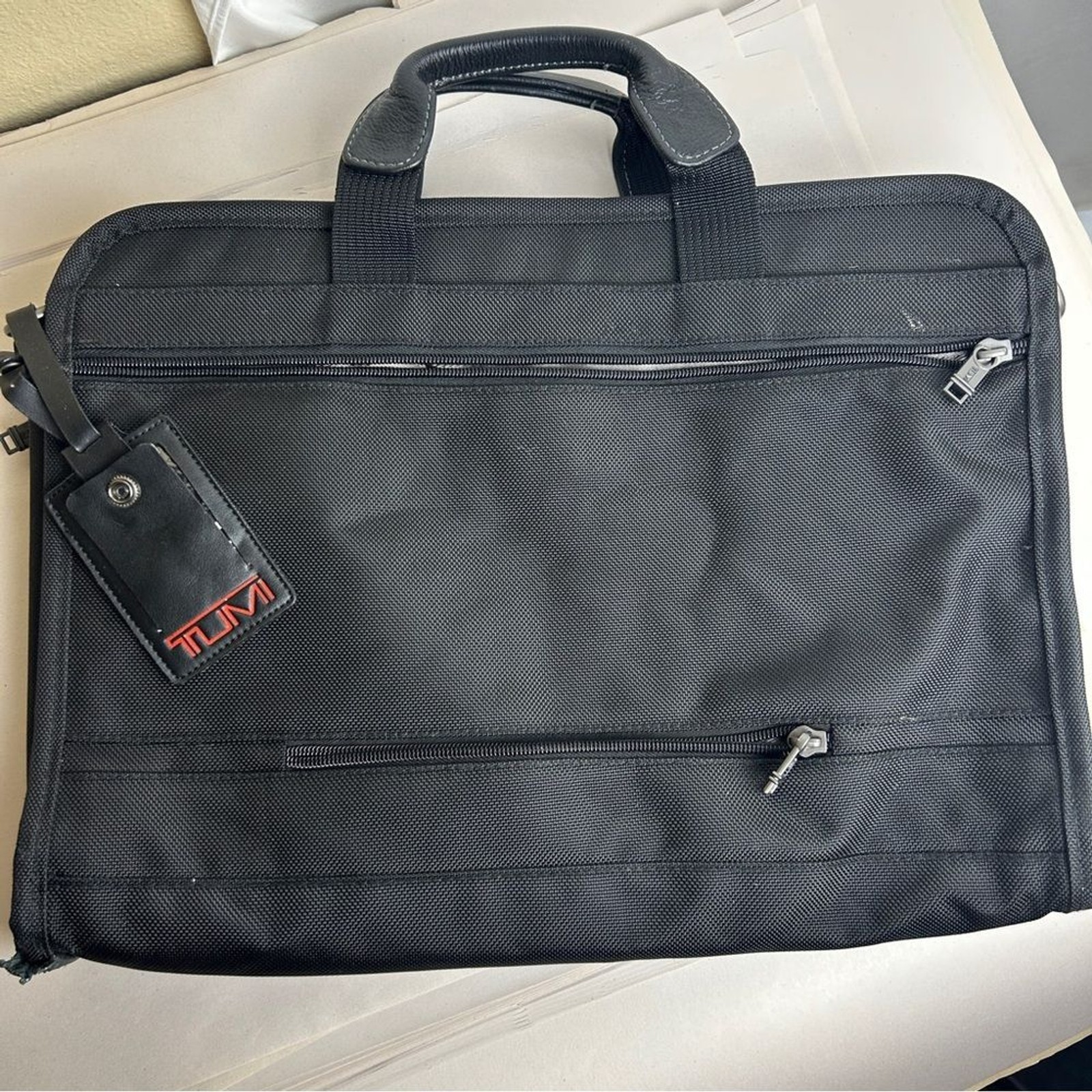 Tumi Black laptop case Durable light worn 17”x13”