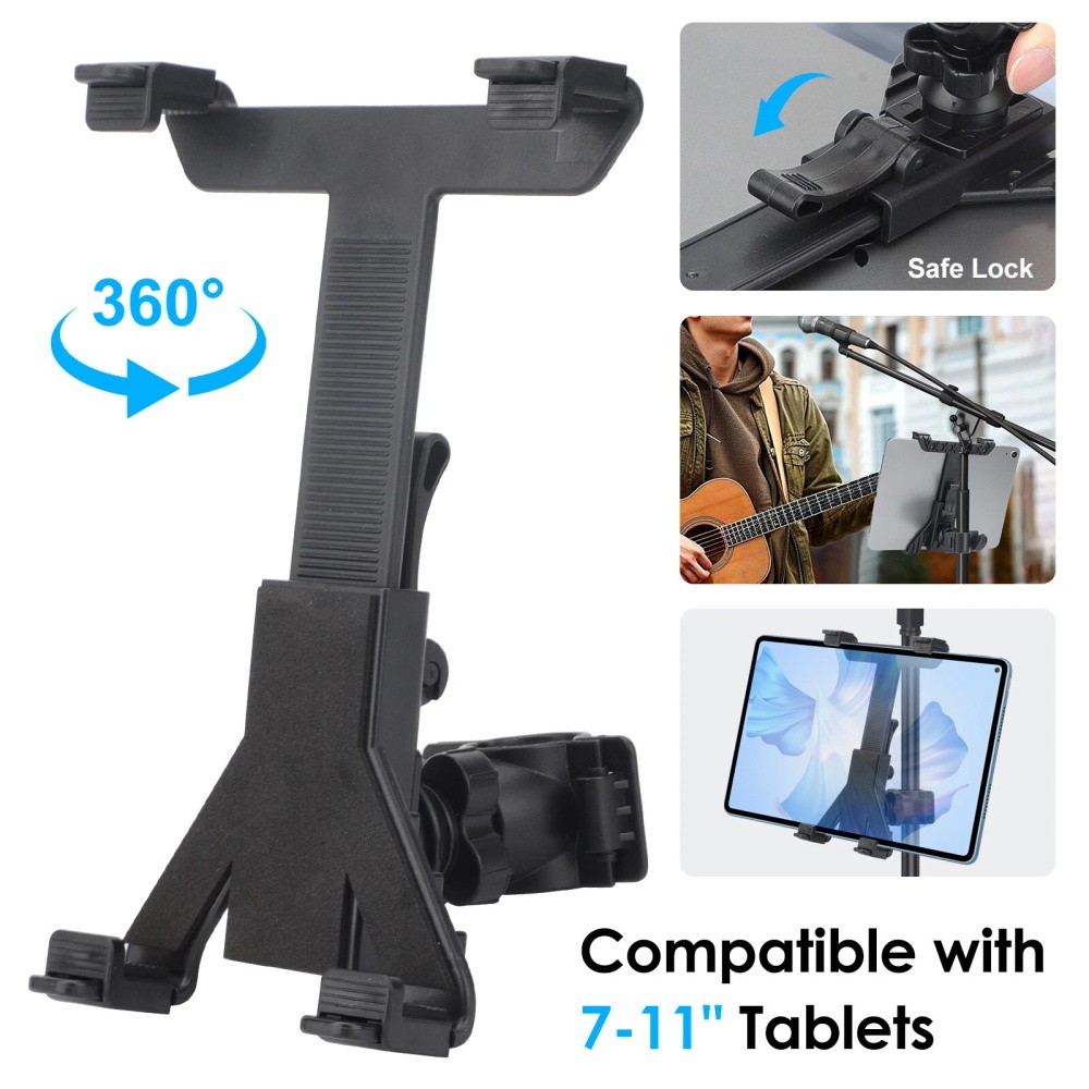 Music Microphone Stand Black Holder Mount For Tablet iPad Air Phone Samsung Tab