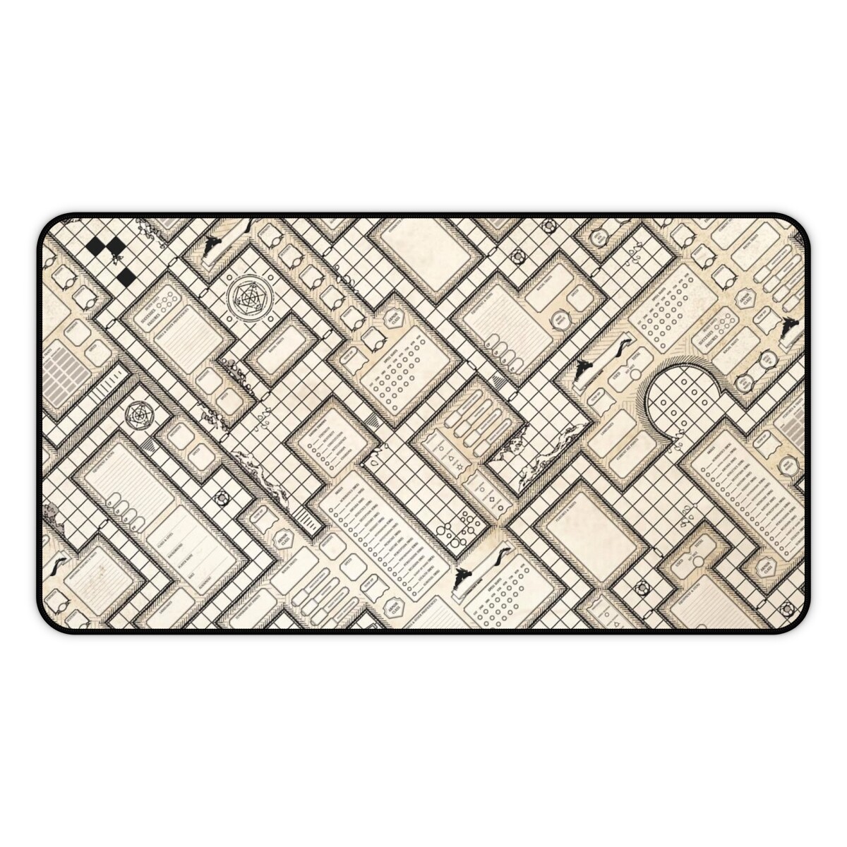 D&D themed playmat, for MTG, Magic or any TCG. Character sheet dungeon design