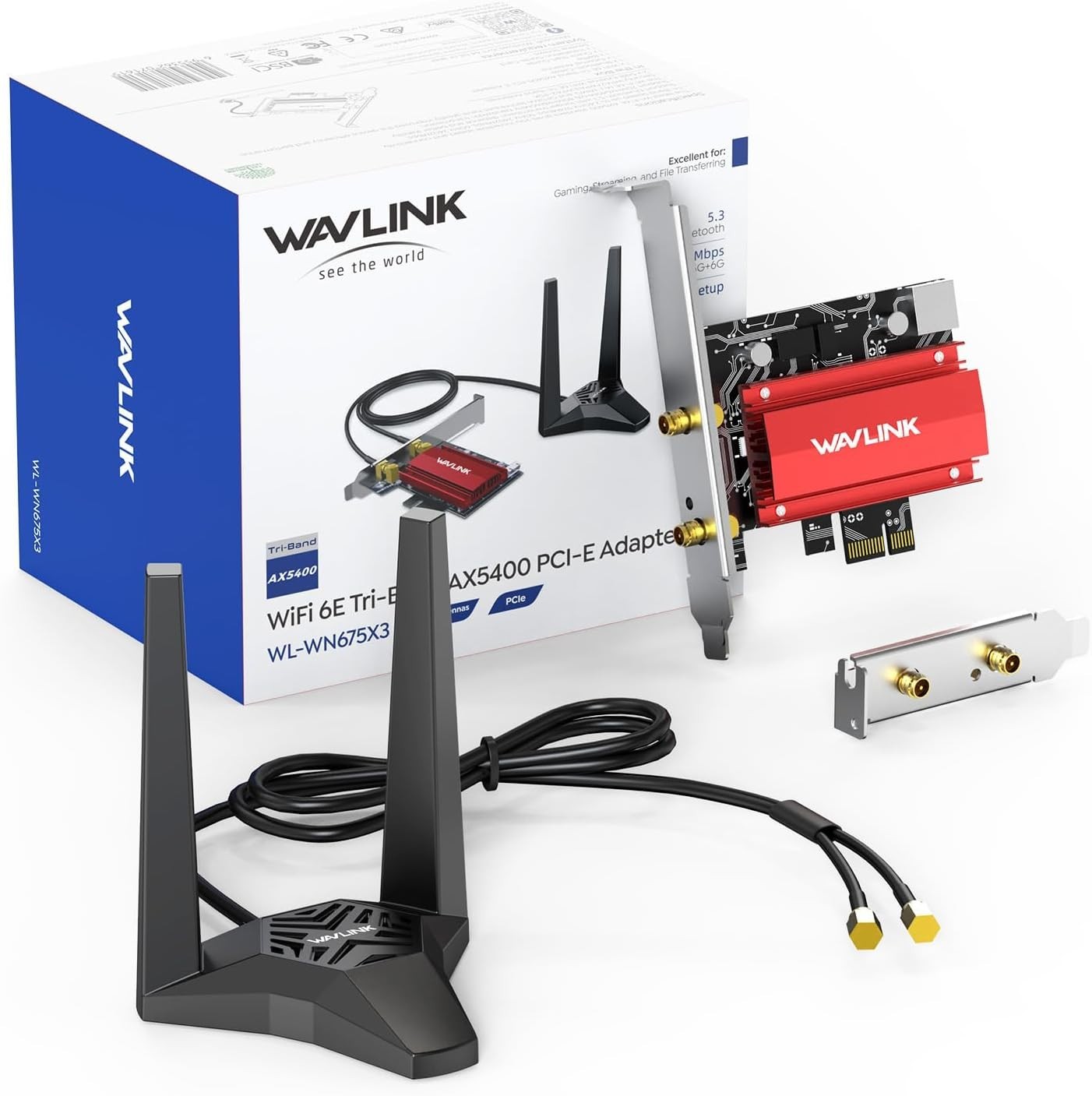 WAVLINK AXE5400 WiFi 6E PCIe Network Card, Tri-Band AX210 T49-18