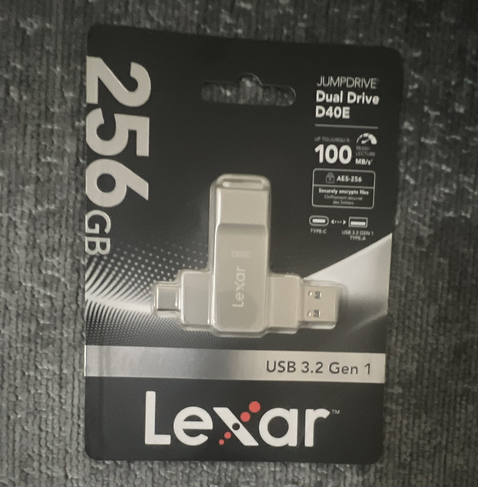 Lexar JumpDrive Dual Drive D40E 256GB USB-C/USB-A USB 3.2 Silver 100MB/s