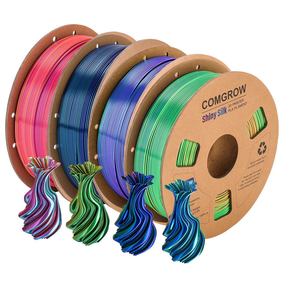 4KG Comgrow Tri-Colors Silk PLA 3D Printer 1.75mm Filament Accuracy +/- 0.02 mm