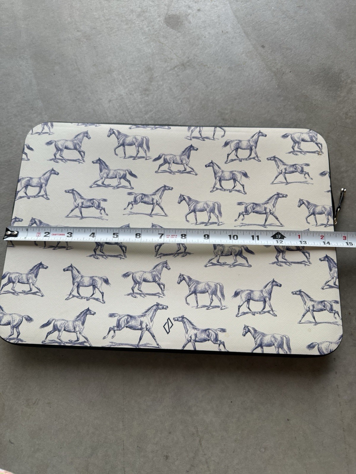 Burga Laptop Sleeve Derby Race Horse Vegan Leather 14” Blue White Computer Case
