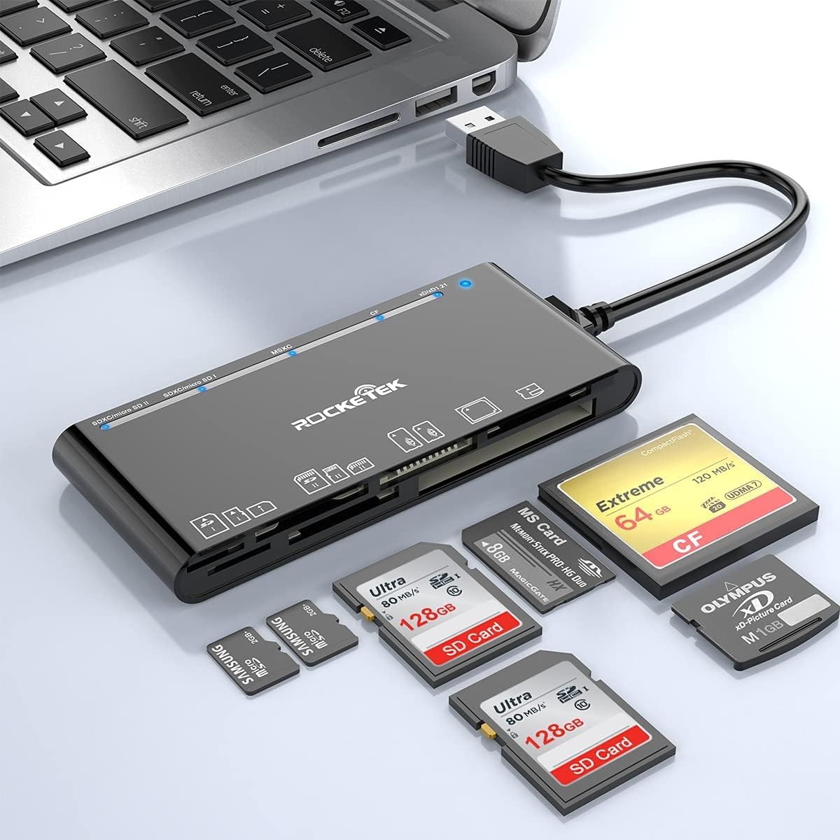 USB 3.0 SD Card Reader, 7-in-1 Multi Memory Black