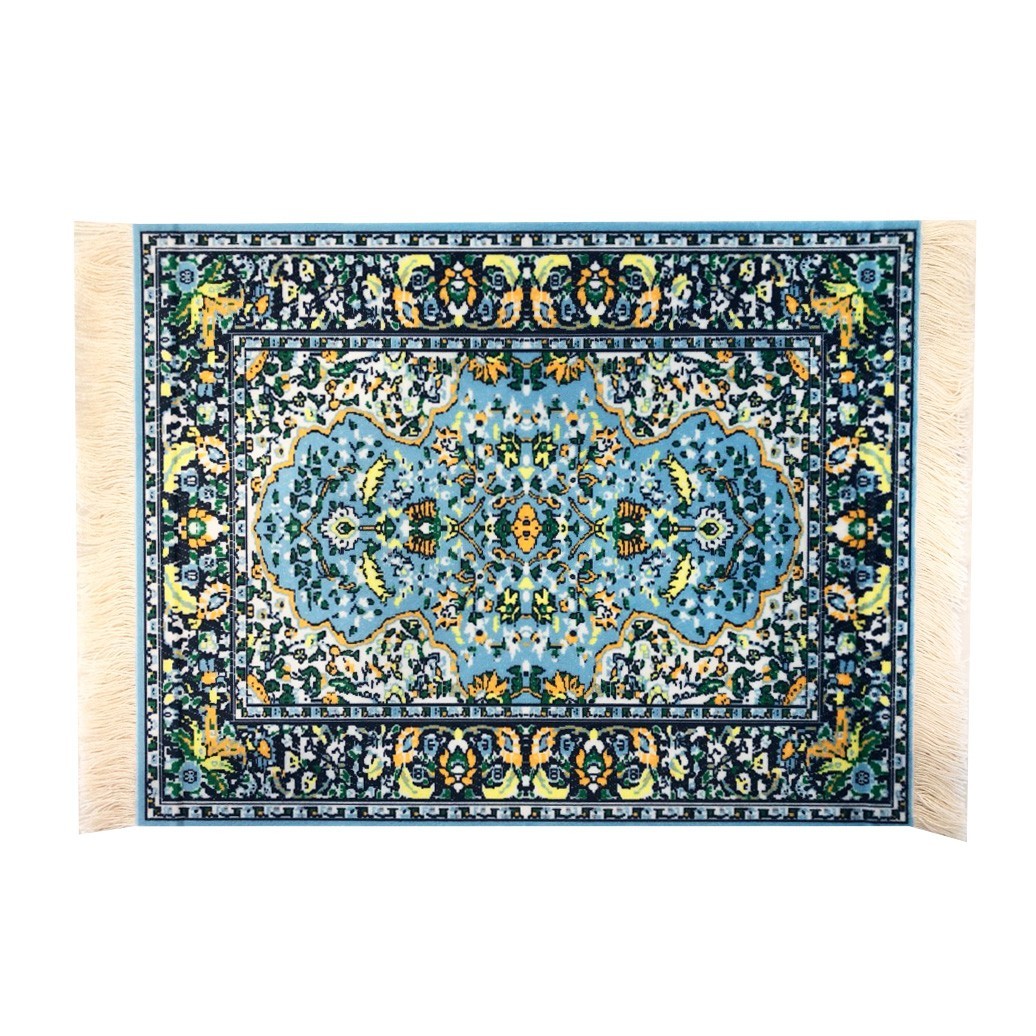 Mini Carpet Mouse Pad Oriental Turkish Rug Style Desk Mat Non-Slip w/ Fringe