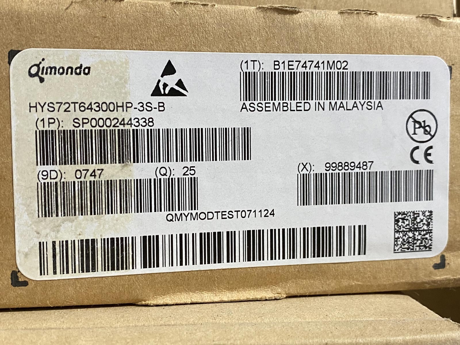 Box of 25 Qimonda HYS72T64300HP-3S-B 512MB Original -Contact us for quantity