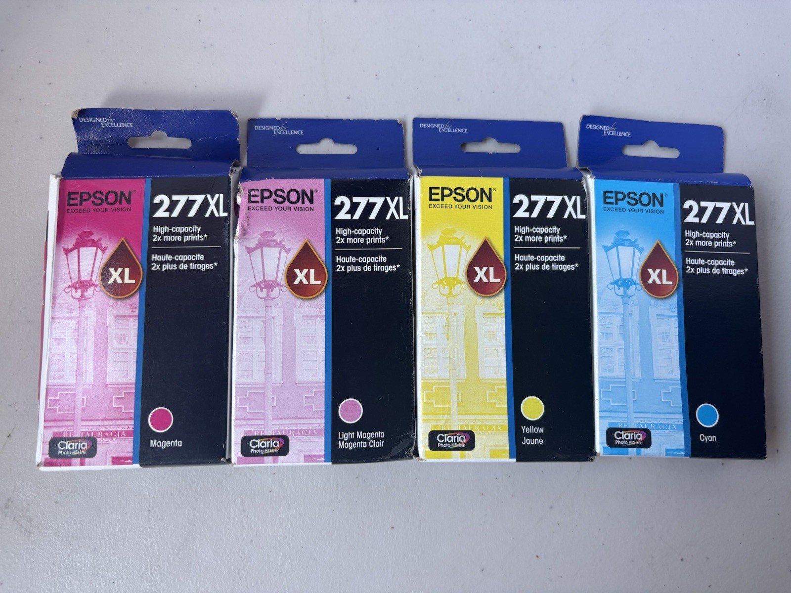 Lot of 4 NEW Epson 277XL Ink Cartridges Light Magenta Yellow Cyan Exp 2024/2025