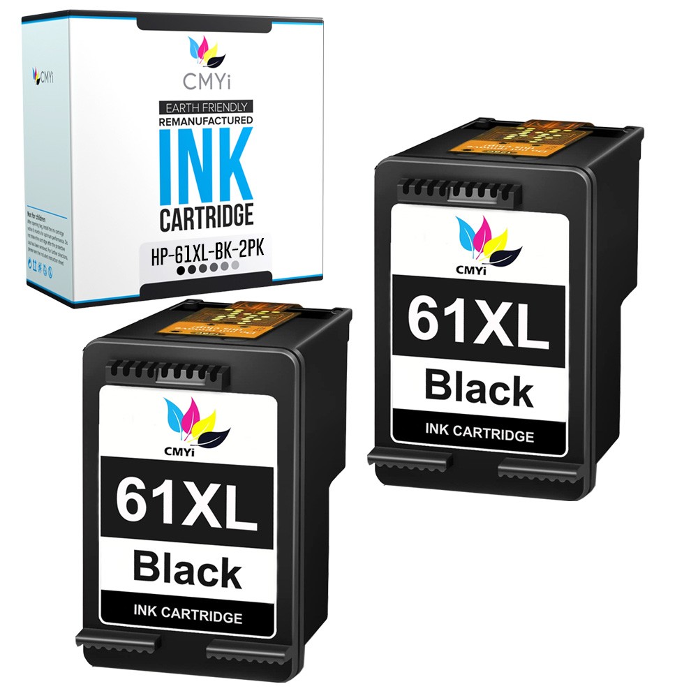 2PK CMYi Compatible 61 XL Black Ink Cartridge for HP DeskJet 1051 1055 1056 1510