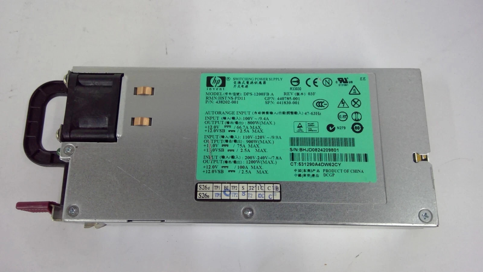 HP 1200W Power Supply DPS-1200FB HSTNS-PD11 P/N:438202-001/2