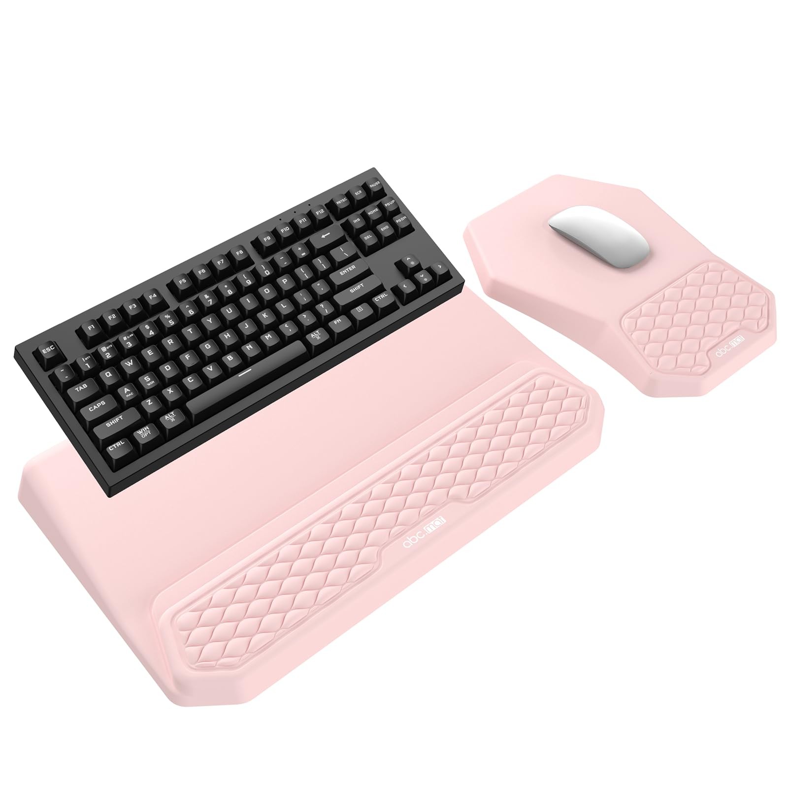 3in1 Ergonomic Keyboard Stand with Wrist Rest & Mouse Pad Set, Pink