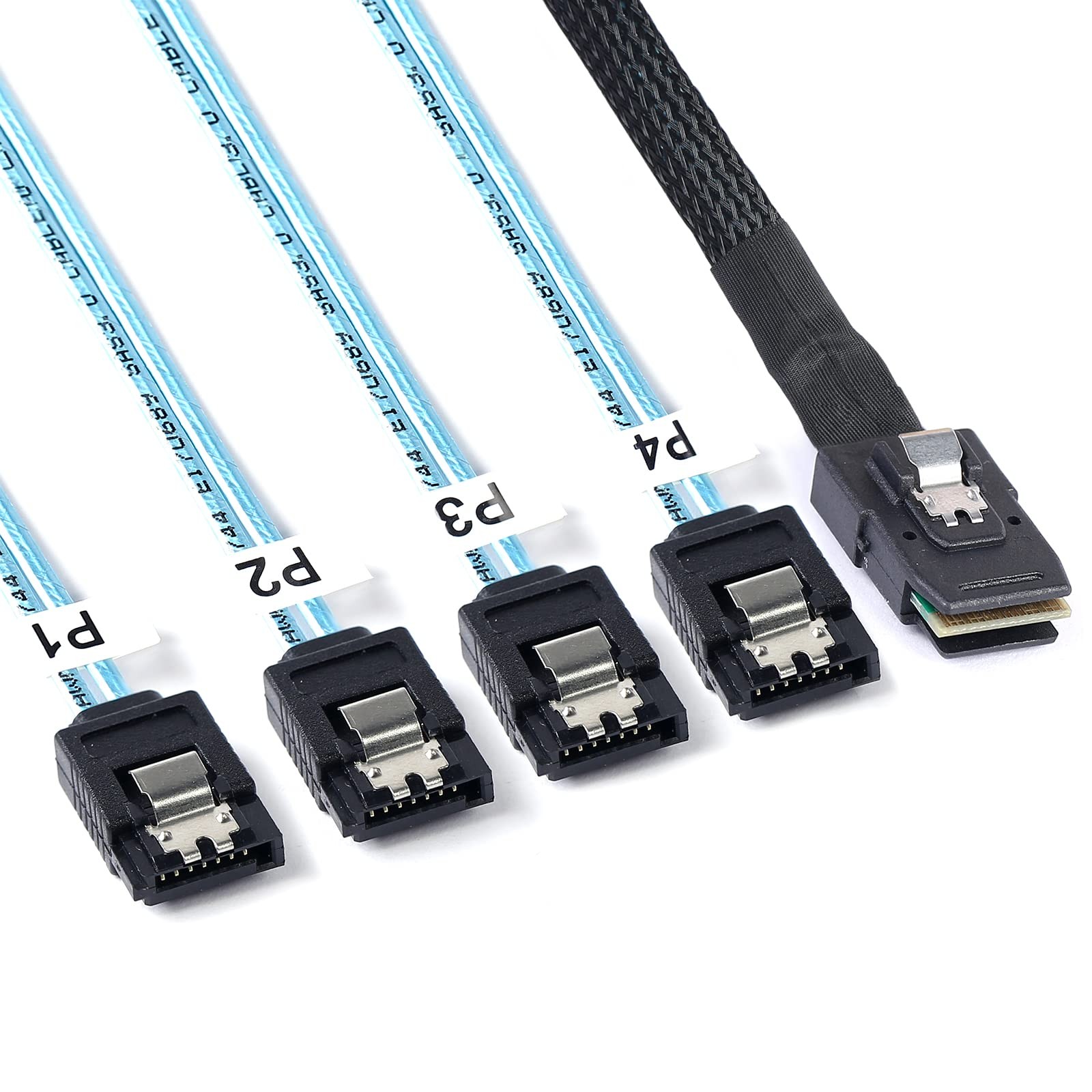 2 PCS Mini SAS To SATA Cable 1M SFF8087 To SATA Forward Breakout 3.3 FT