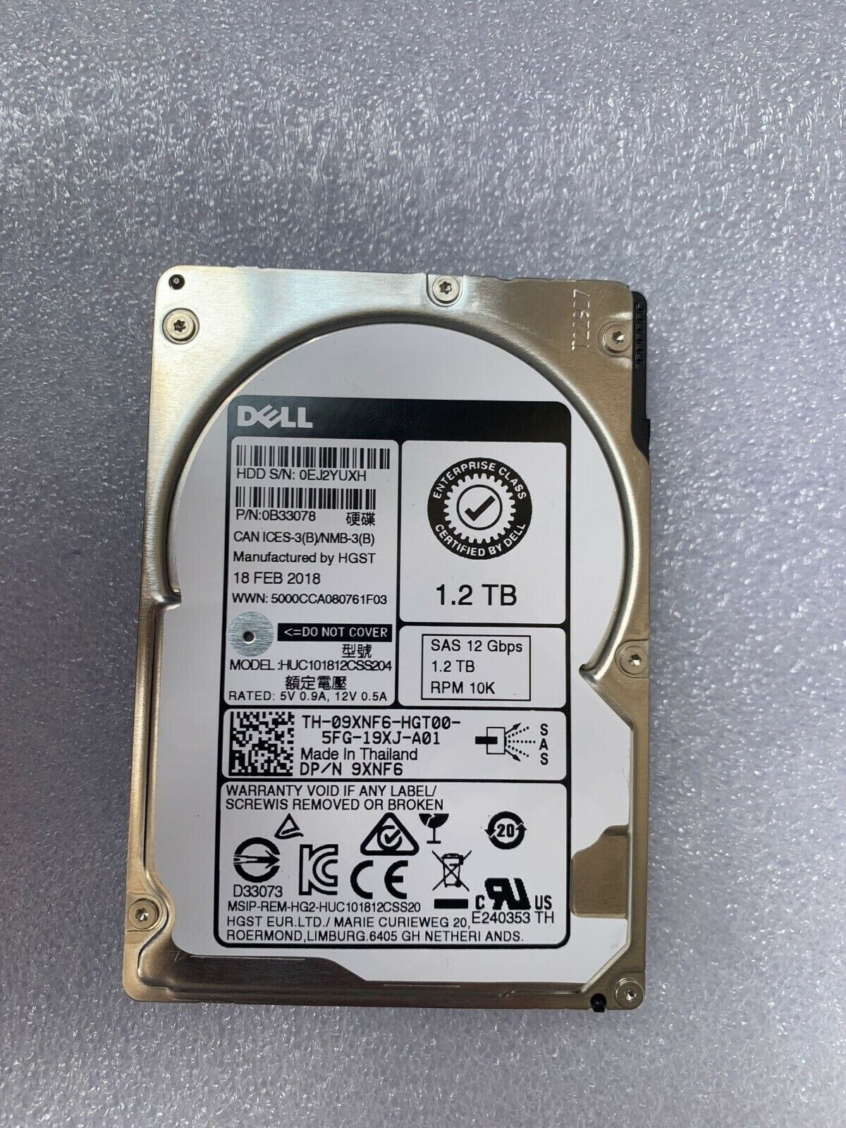 compatible Dell 09XNF6 HUC101812CSS204 1.2TB 2.5" 10K 12Gb/s SAS HDD Hard Drive