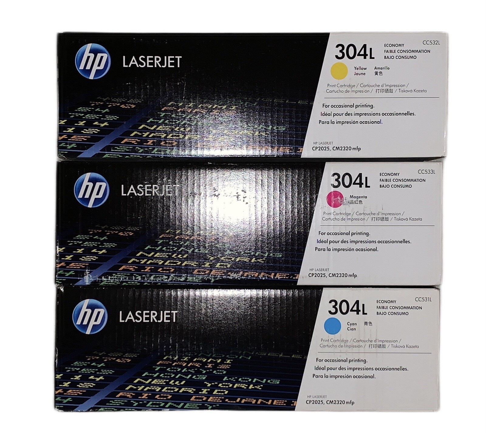 3 x Genuine Toner HP Color LaserJet CP2025 DN N CM2320 NF / 304L CC531L -CC533L