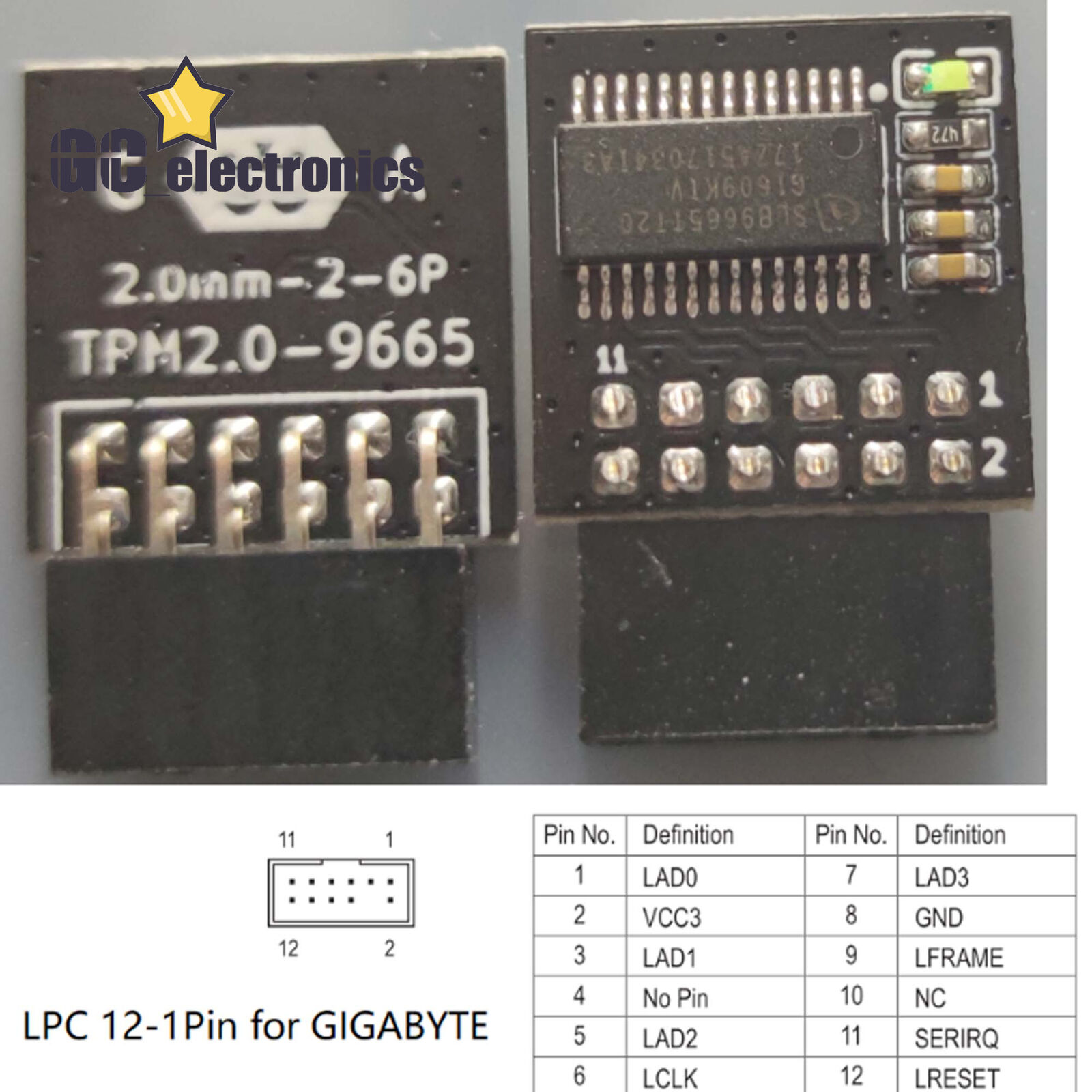 GIGABYTE GC-TPM2.0_S 2.0 TPM Module (12 Pin 12-1) LPC Trusted Platform TPM New