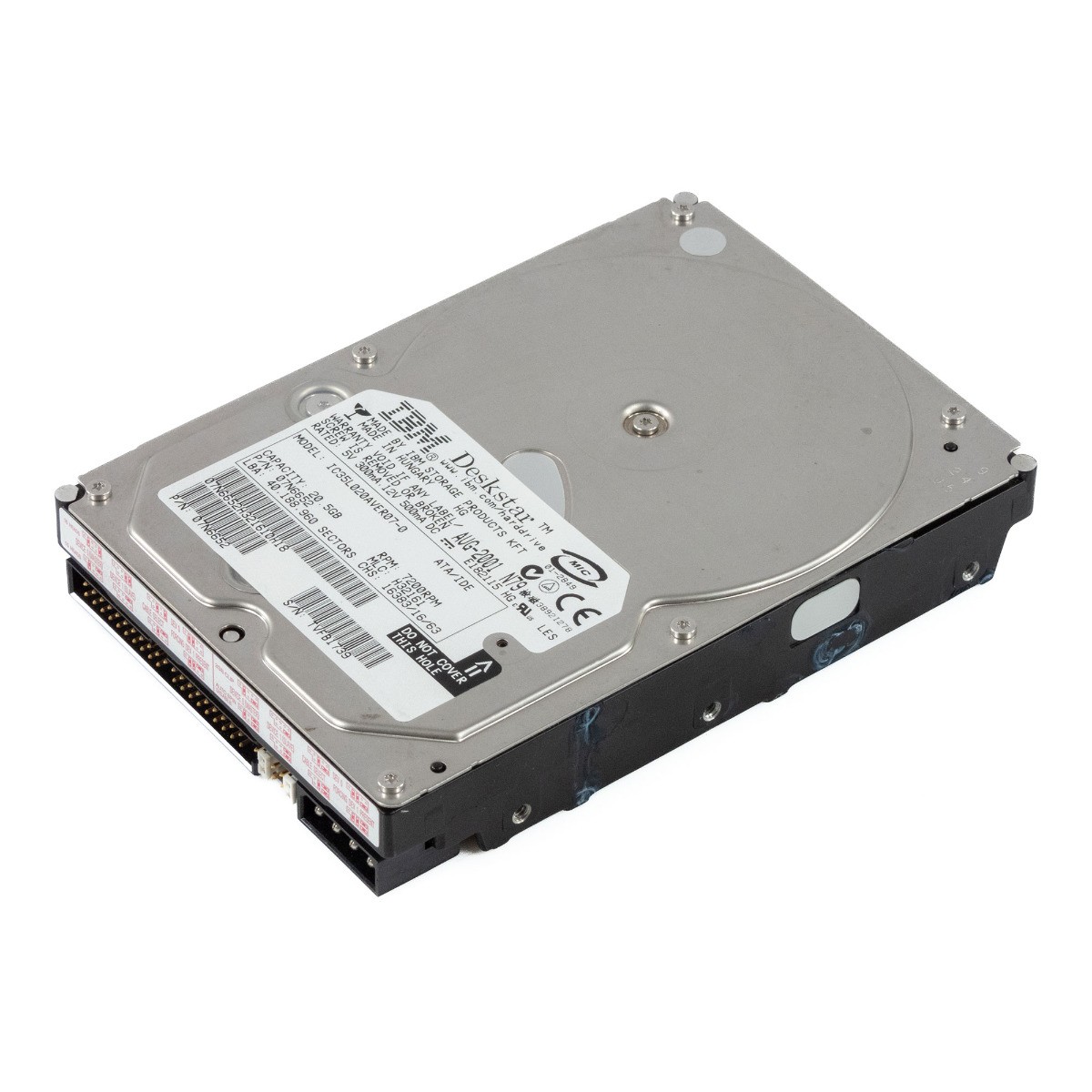 HARD DRIVE IBM DeskStar 07N6652 20.5GB 7.2K 2MB ATA 3.5'' IC35L020AVER07-0