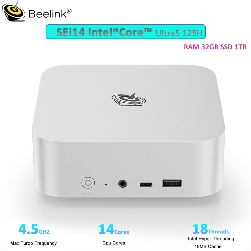 Beelink Sei14 Intel Core Ultra5 125H DDR5 5600Mhz RAM32GB SSD1TB Gaming mini pc