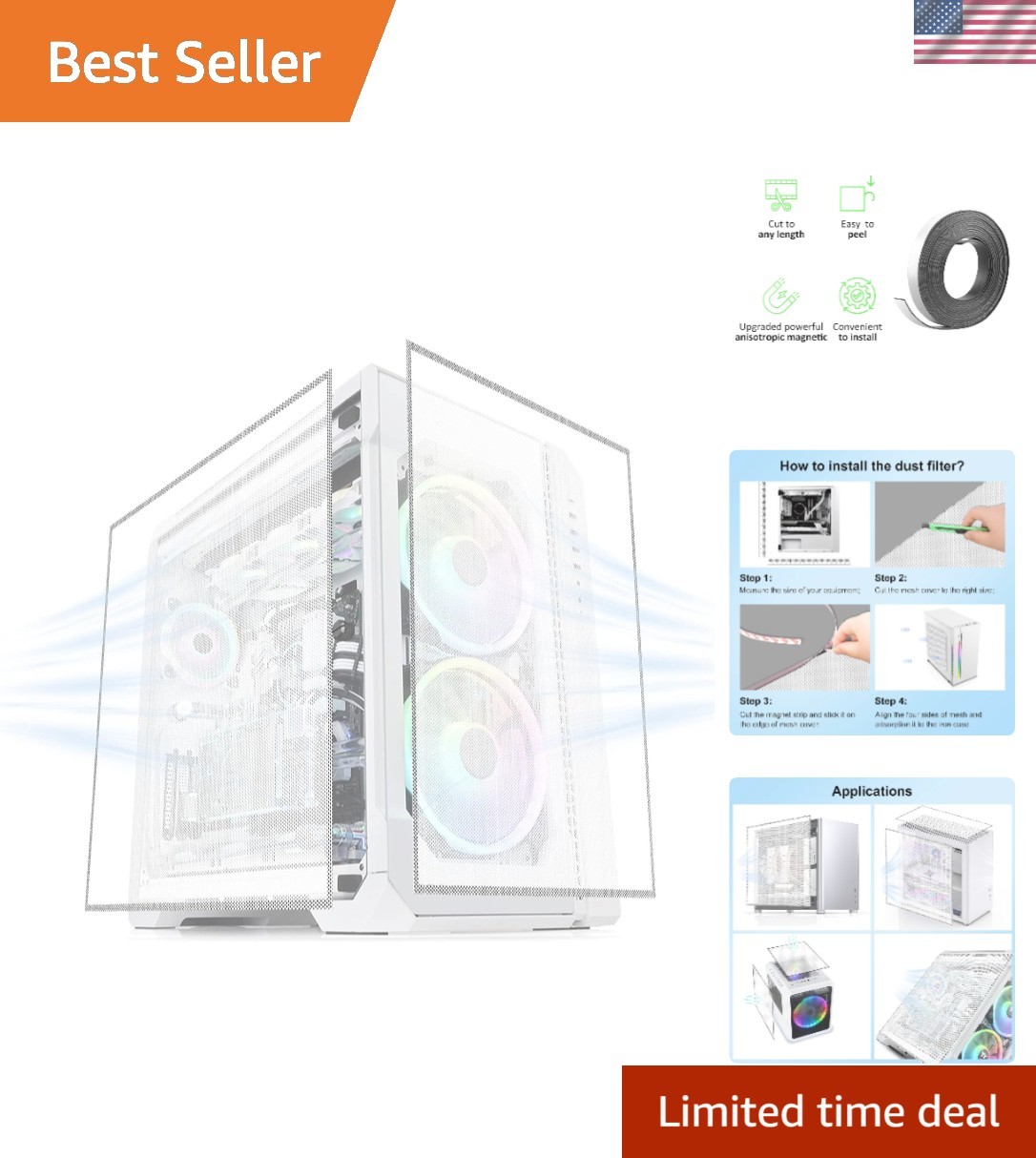 Magnetic PVC Dust Filter Covers - 500x500mm 2-Pack for Ultimate PC Protection