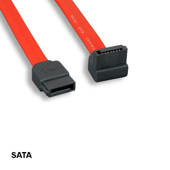 Kentek 3 feet SATA Cord Straight to Right-Angled 90° Connector 7Pin for PC HDD