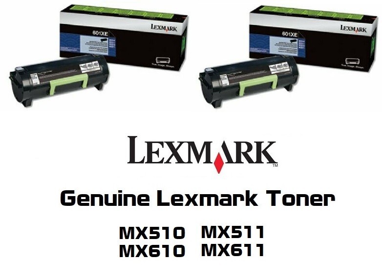 2 Mostly New Genuine Lexmark 60F1X0E Toners 601XE  MX510 MX610 MX511 60% & 65%