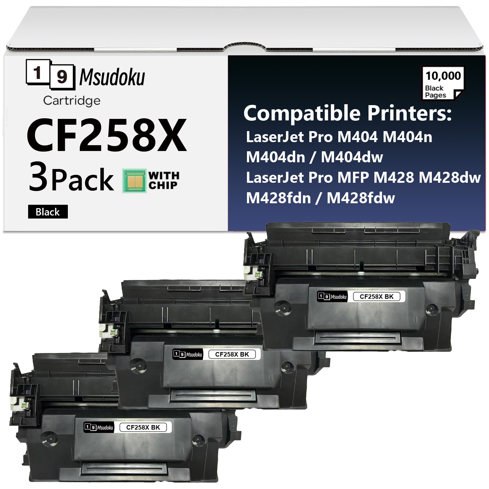 CF258X 58X WITH CHIP Compatible for HP Toner Pro M404 Series/Pro MFP M428 Series