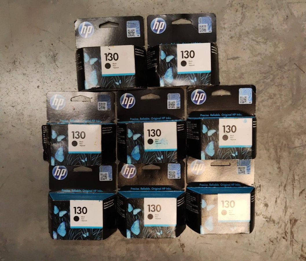 8x Genuine HP 130 Black Ink Cartridges - (C8767HE) - 2020 dates - Original