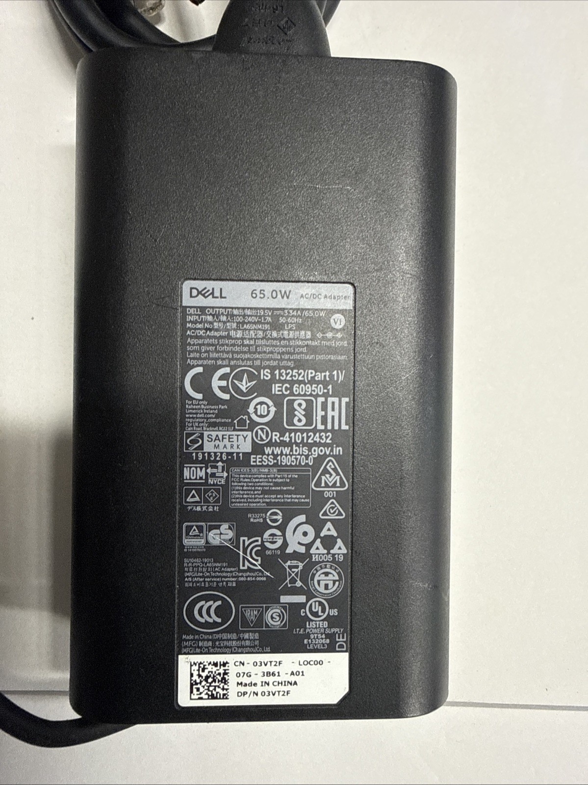 Lot of 5 Genuine DELL 65W AC ADAPTER   19.5V  3.34A  7.4mm Mixed Model Numbers